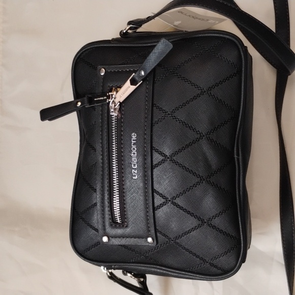 Liz Claiborne Eva Black Faux Leather Crossbody Bag/ NWT - Picture 2 of 7